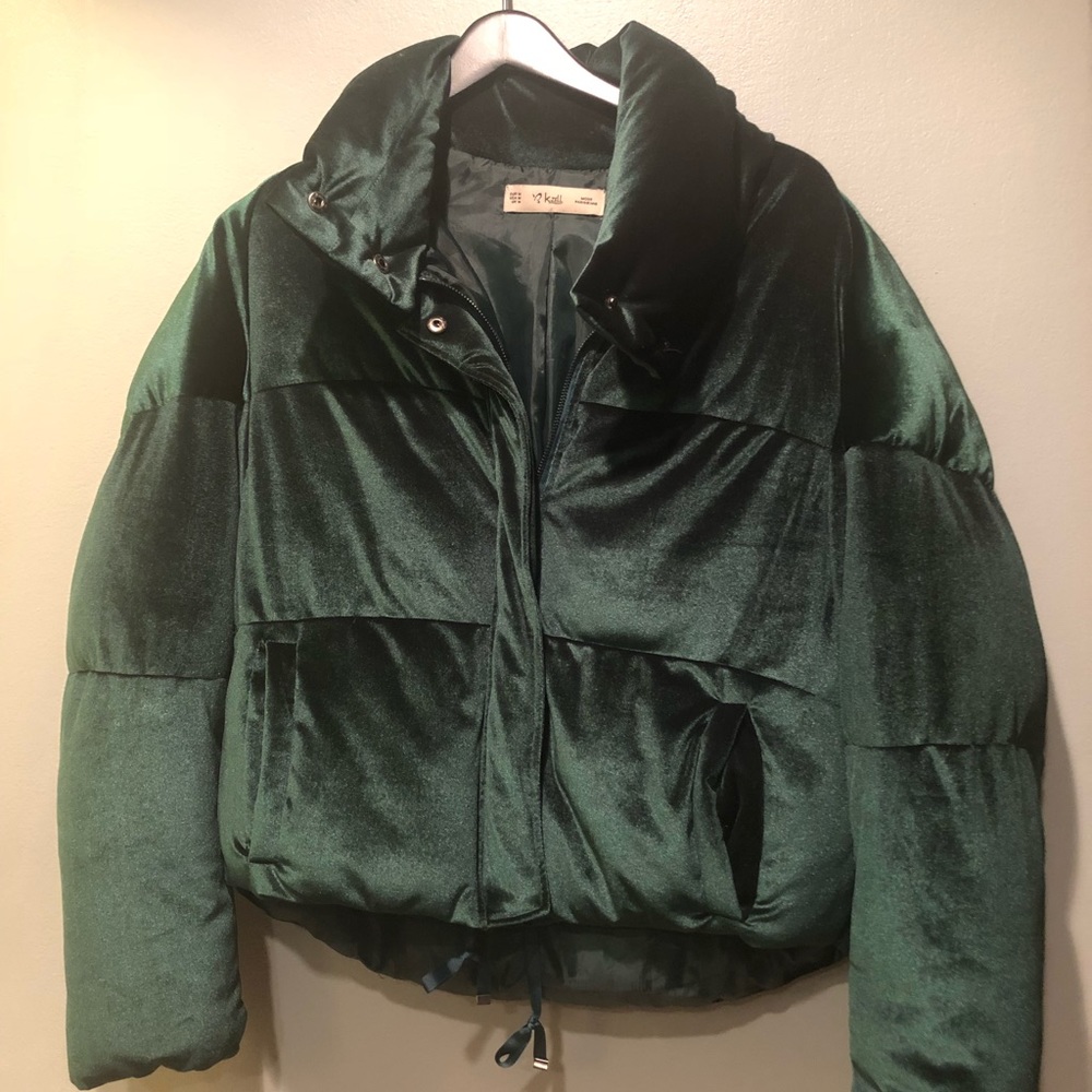 K.ZELL funnel neck quilted jacket green Size M